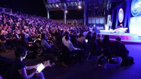 Conference delegates watching speaker